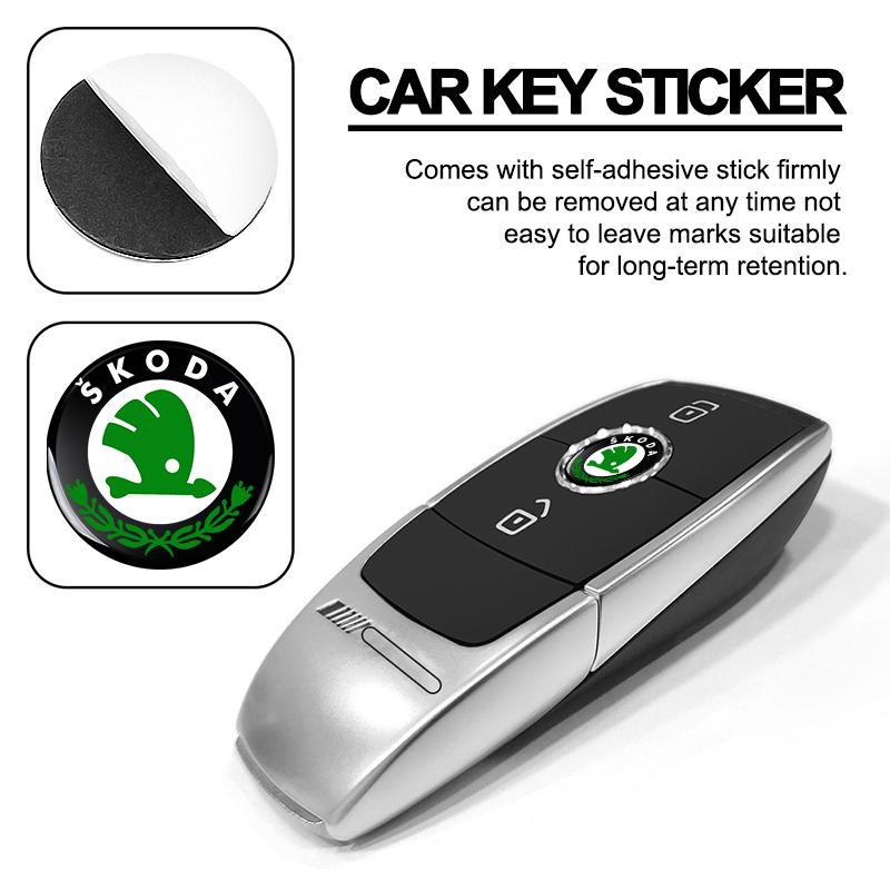 2/5/10Pcs 14MM Remote Car Key Stickers Emblem Accessories for Skoda S Skoda Kodiaq Fabia Kamiq Karoq Octavia 3 A5 A7 Scala R Accessories
