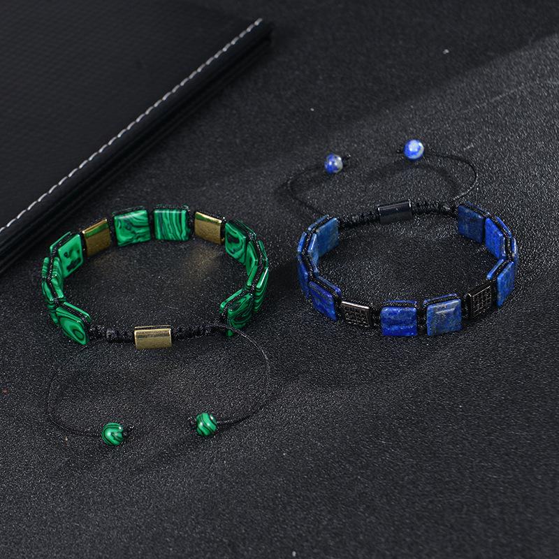 Cross-Border Fashion Square Tiger Eye & Lapis Lazuli Bracelet with Copper & Zircon for Women