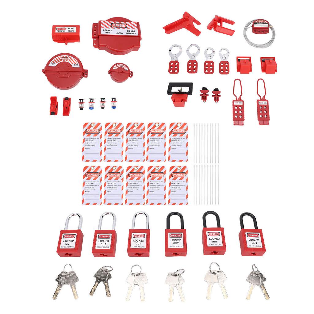 Комплект блокировки и маркировки, зажим для блокировки автоматического выключателя, групповой блокиратор, проушины для блокировки, бирки блокировки, безопасность