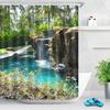 Парк Сад Дерево Цветок Пруд Природа Пейзаж Занавеска для душа Ванная Полиэстер Водонепроницаемая ткань Шторы Дом Ванна Декор