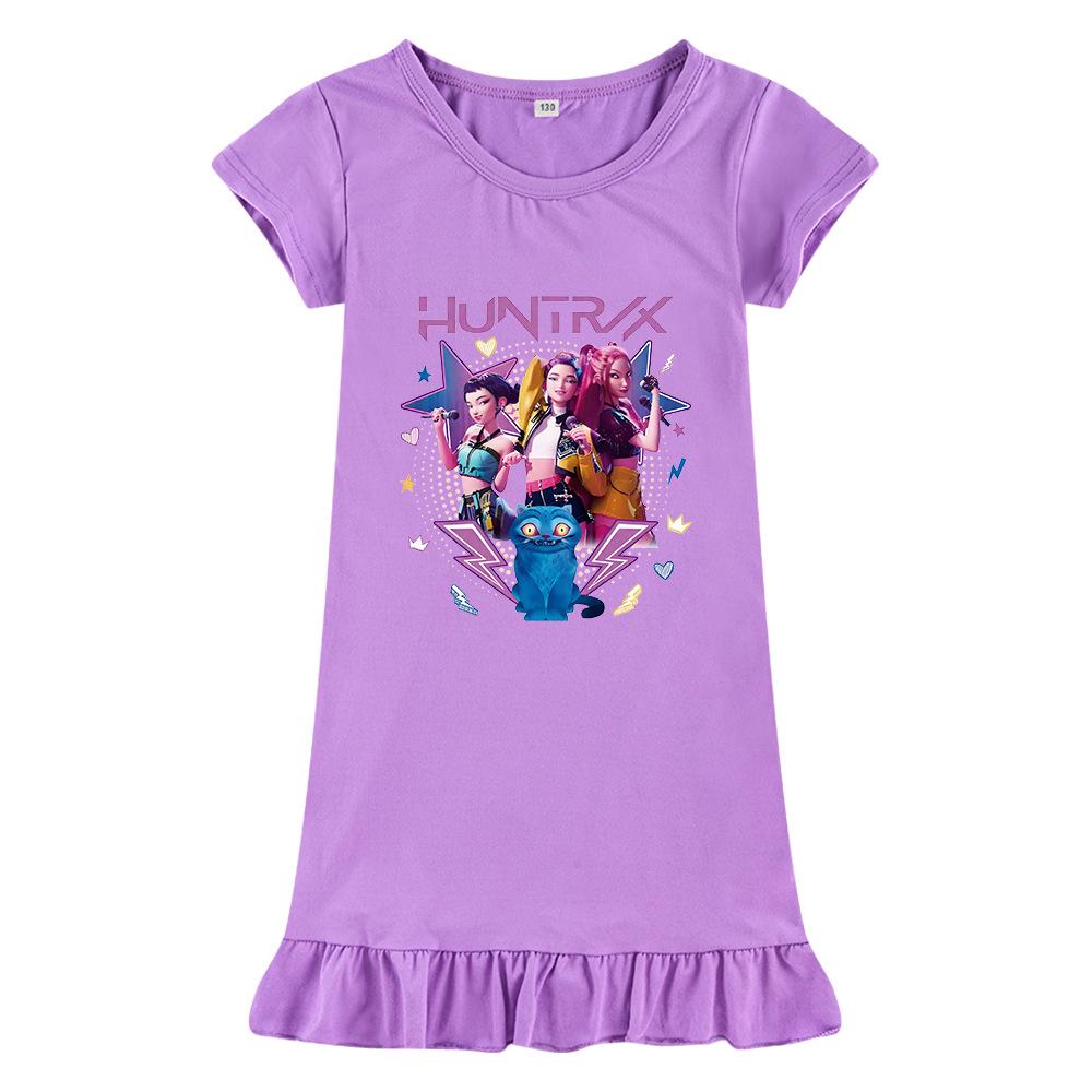 Hot selling Kpop witch hunting girl group print girls dress ice silk nightdress