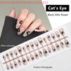 30Pcs Flower Design False Nails Wearable Fake Press on Nails Simple Artificial Cat Eye Nail Art Tips for Easy Nail Enhancements