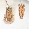 Деревянное подвесное украшение в виде головы лошади, фермерский дом, рустик, лошадь, подкова, подвеска-украшение для елки
