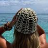 Solid Color Crochet Sequined Hat Elegant Weave Cap Sweet Hollowed Out Knitted Hat  Outdoor