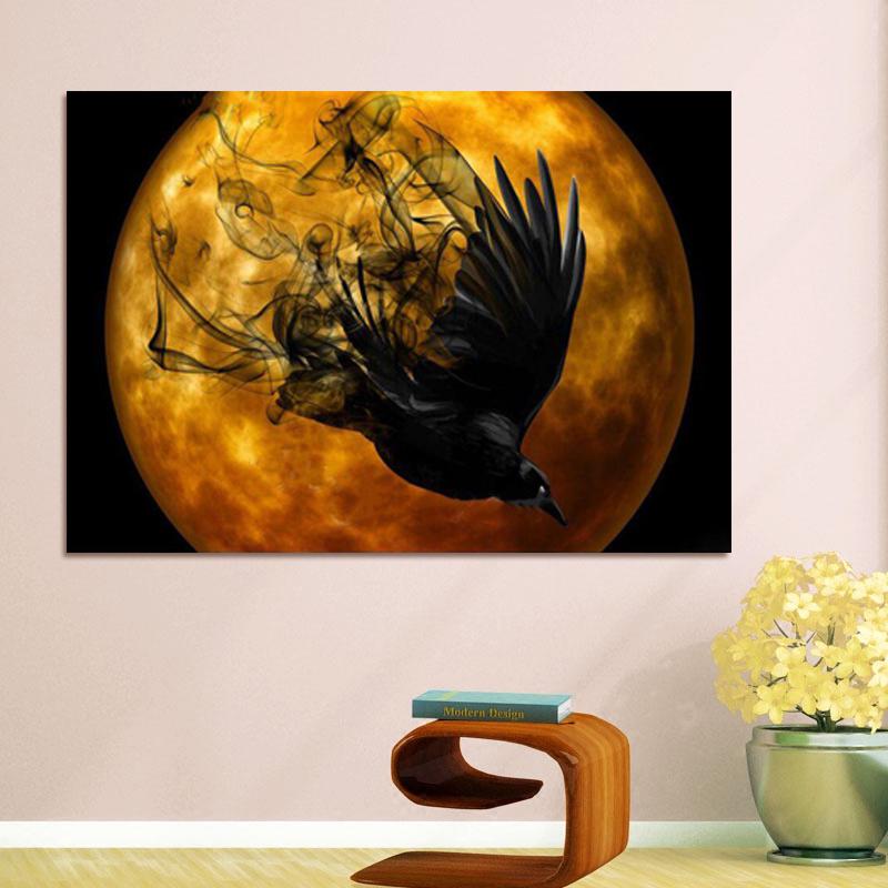 DIY Алмазная картина Черный Ворон Птица Полная дрель Алмазная вышивка Хэллоуин Изображение Горный хрусталь