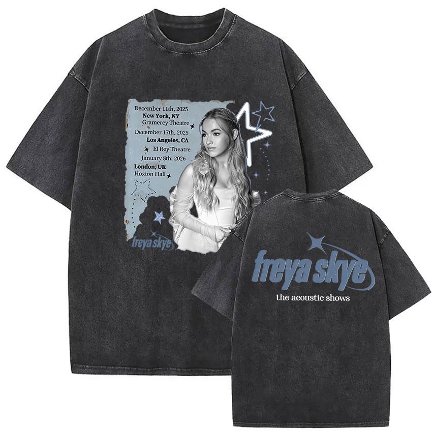 Freya Skye Stars Align Tour Vintage Washed T Shirt Men Women Fans Gift Tops Clothing Tshirt Aesthetic Short Sleeve Tshirts