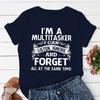 A Multitasker Listen Ignore Forget T-shirt Funny Sarcastic Graphic Tee Top Women Hipster Humor Tshirt Clothing