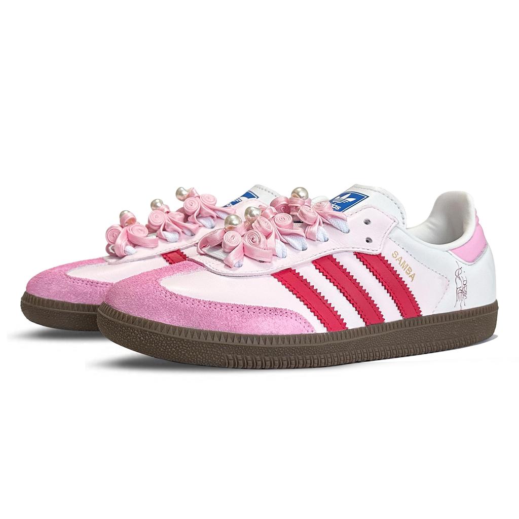 adidas Оригинальные Samba OG Lunar Express, Любовь с первого взгляда, Нескользящие, Низкие, Скейтбордические кроссовки, Унисекс, Розовые B75806(КомандаК-)