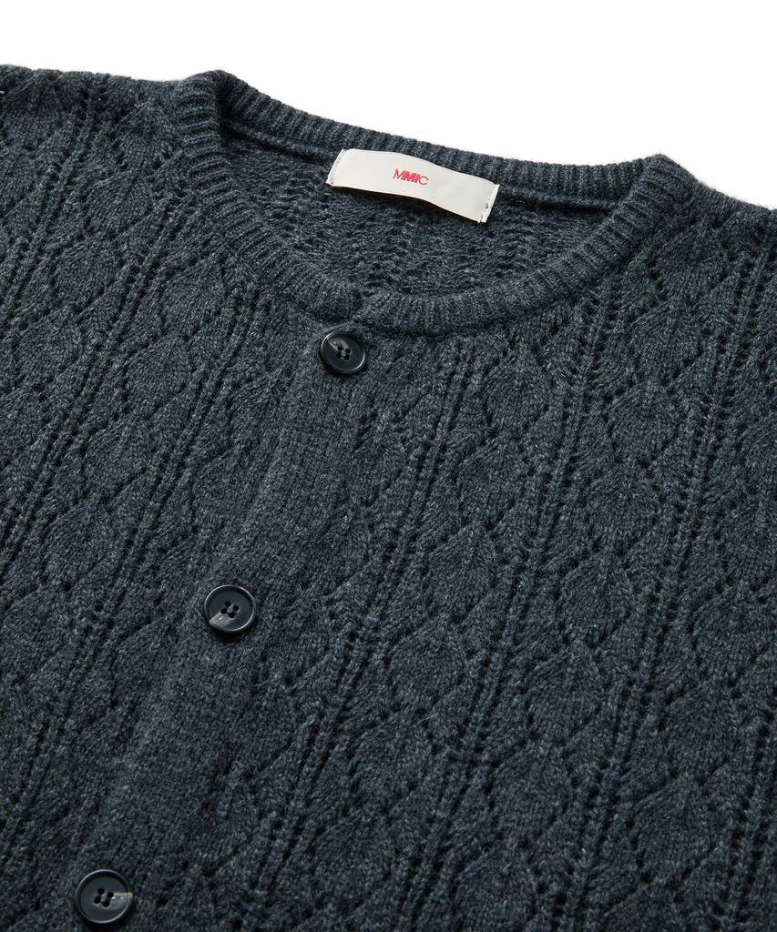 MMIC Cashmere Crochet Cardigan (Charcoal)