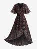 Rosegal Plus Size Flowers Print Ruffles Surplice Tulip Hem Chiffon Dress