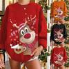 Women's Fashion Casual Christmas Print Round Neck Sweater Loose Sports Tops Pullover