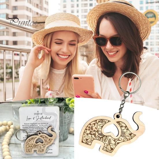 Деревянный брелок в виде слона для сестричества, женский брелок в виде слона для племени, рюкзак, сумочка, подвесное украшение, кулон, подарок на день дружбы