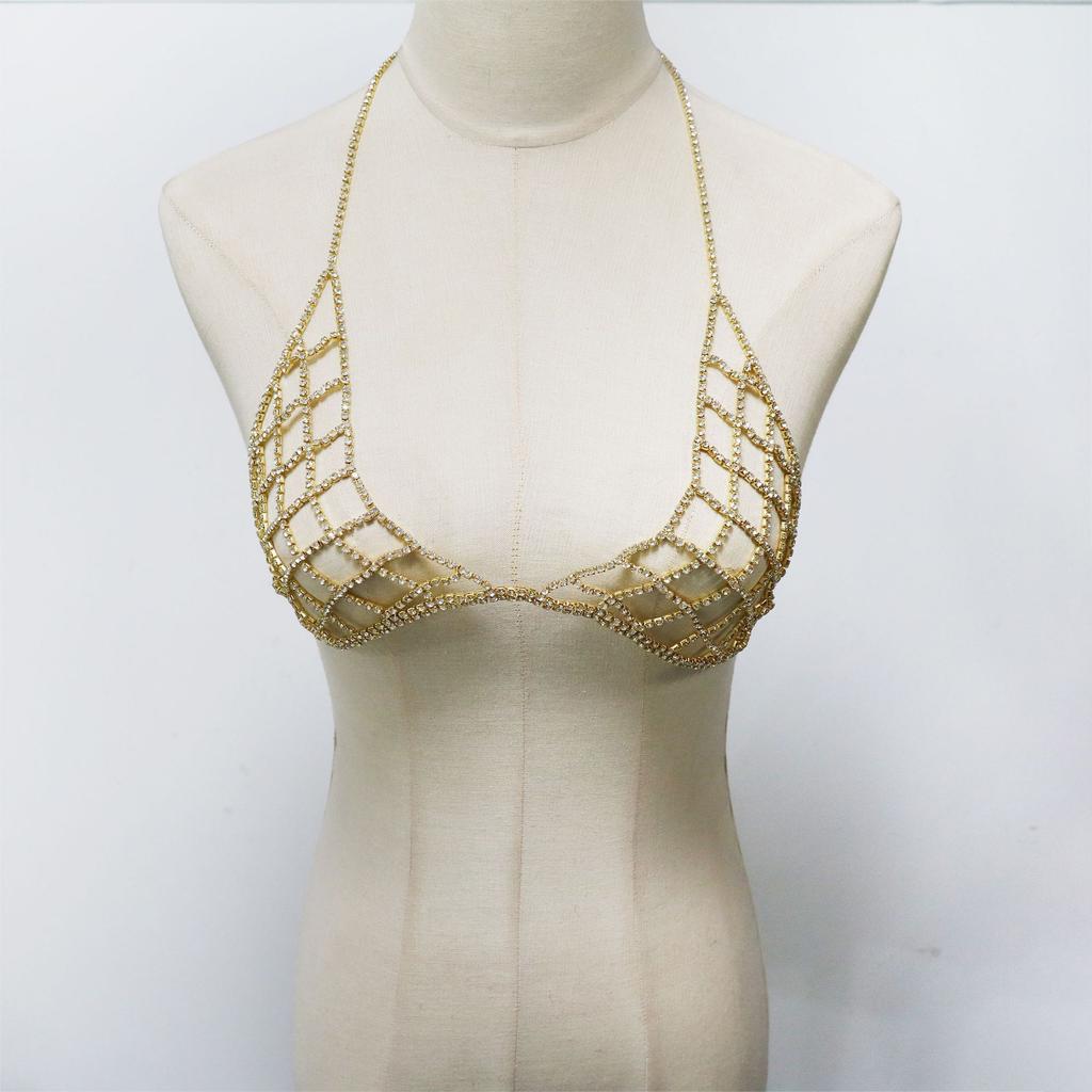 European And American Jewelry, Fashionable Hollow Rhinestone Chest Chain, Sexy Nightclub Party Wear Chest Jewelry Accessories