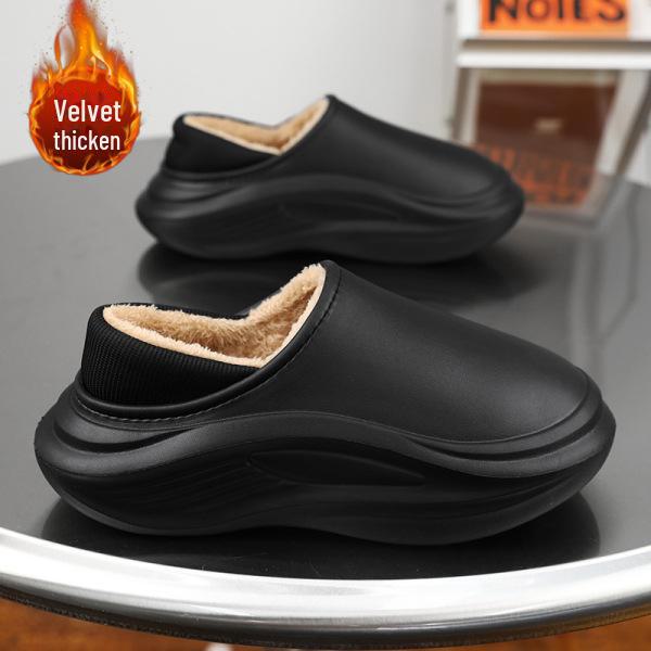 2024 Новые мужские водонепроницаемые хлопковые тапочки на каблуке — нескользящие, устойчивые к фекалиям, идеально подходят для использования в помещении и на улице осенью и зимой.