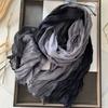 180x90cm Scarf Cotton Hemp Gradient Blue Autumn Winter Korean Versatile Printed Women Long Soft Fashionable Trend Fold Shawl DIY
