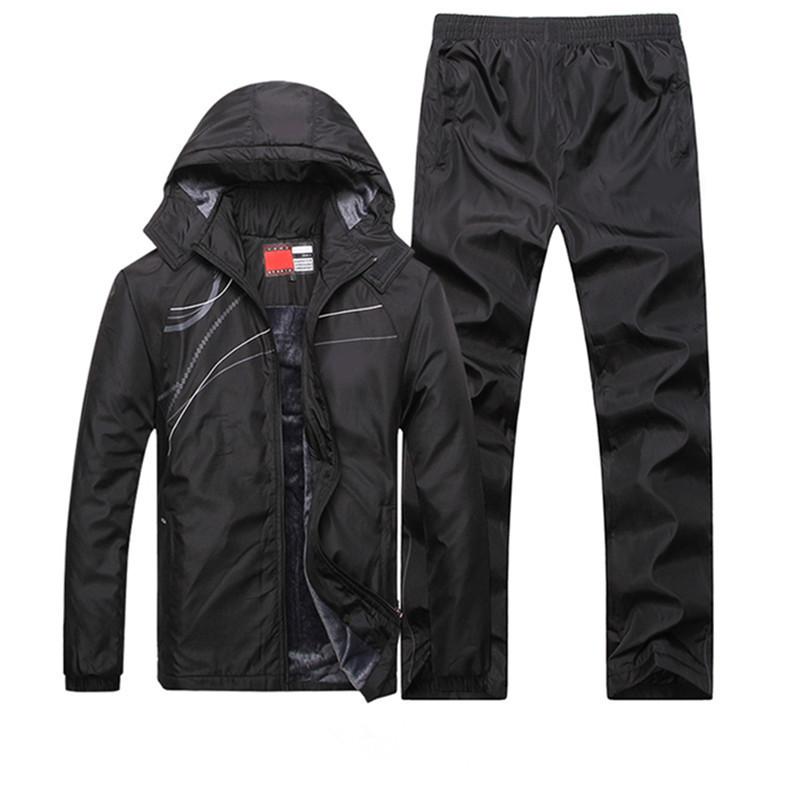 Winter Tracksuits Men Set Thicken Fleece Hoodies +Pants Suit Warm Casual Men 'S Sportswear Coats