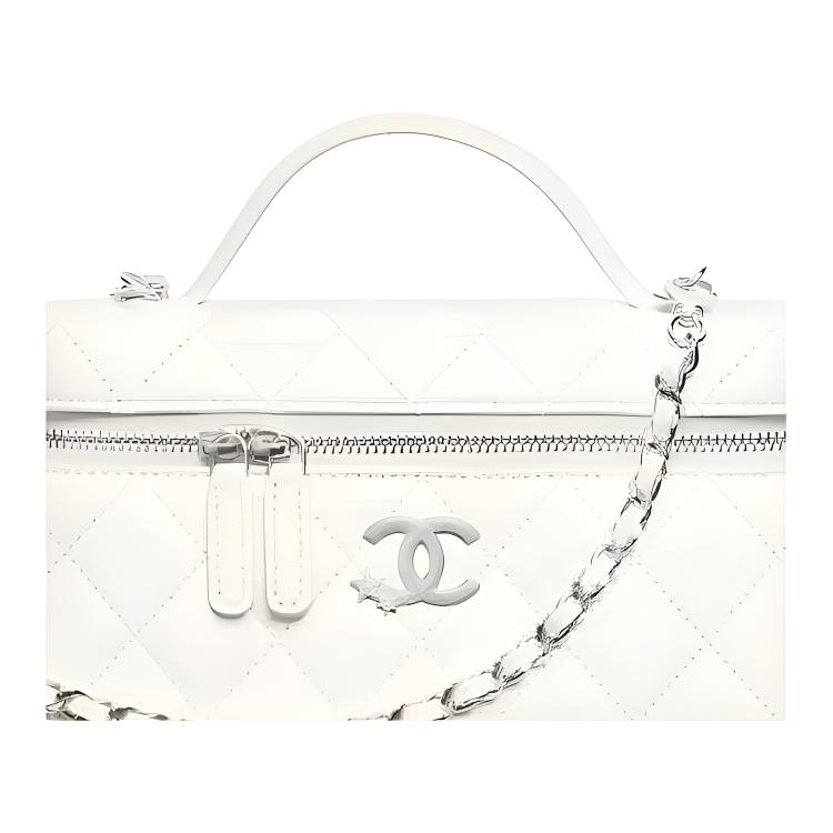Chanel 25b Звездная Серия Классический Логотип Кожа с Частицами Серебряная Цепь Сумка через Плечо Ручная Сумка Для Женщин Белый