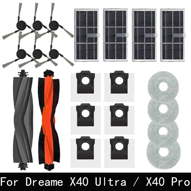 Accesorios para Robot aspirador Dreame L40 ultra / X40 Ultra, bolsas de polvo, fregona, cepillos laterales principales, paños, f