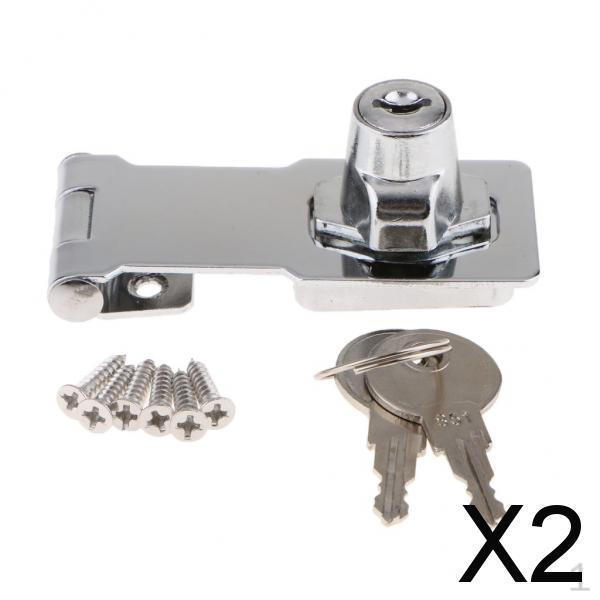 2x Stainless Steel Keyed Door Lock Security Bolt Anti-theft Buckle Locker