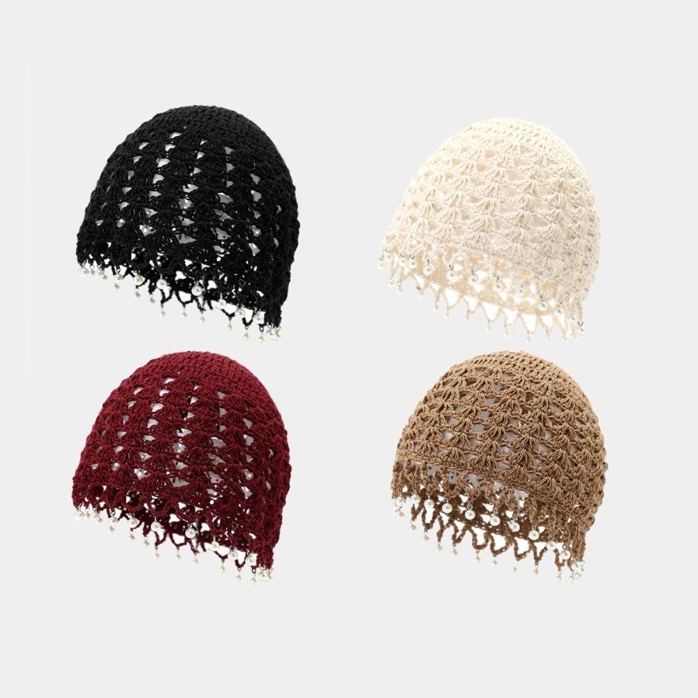 Bohemian Style Crochet Hollow Knitted Hat Sweet Weave Cap Retro Knit Beanies Apparel Accessories