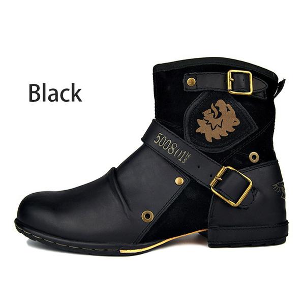 Fashion Men Outdoor Ankle Boots Vintage Booties Breathable Male Motorcycle Boots Fashion Shoes Big Size Leather Boots