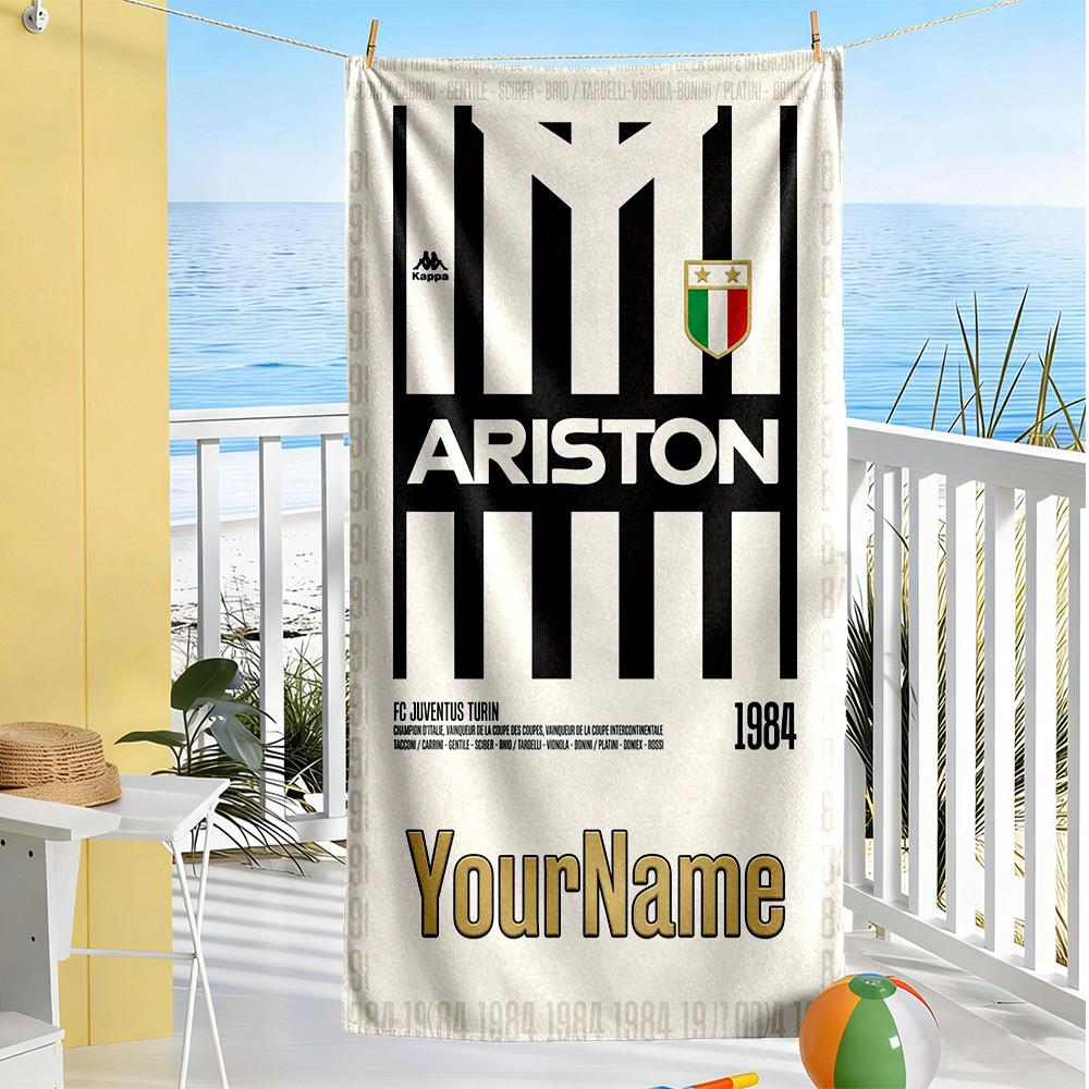 Juventus Personalized Name Beach Towel Super Soft Microfiber Quickdry Fabric Suitable for Swimming Gym Camping Yoga Vacation