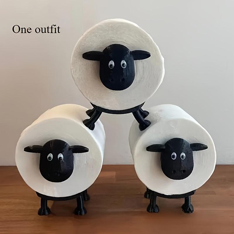 Adorable Sheep-Shaped Toilet Paper Holder - 3D Printed Black Plastic, Freestanding Bathroom Tissue Rack with Over-the-Top Installation