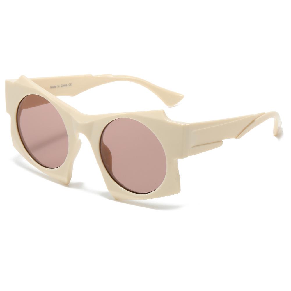 Unique Custom Sunglasses Logo Fashion Sunglasses Newest Women Round Frame Irregular Sunglasses