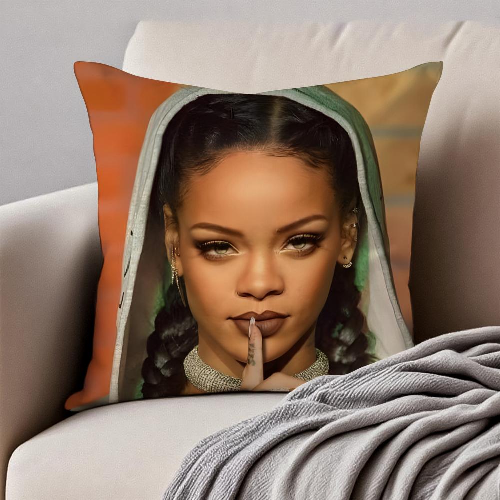 Bold RB Barbadian Singer RRihanna Cushion Cover Pillowcase Antidustmite Invisible Zipper Short Plush Sofa Cushion