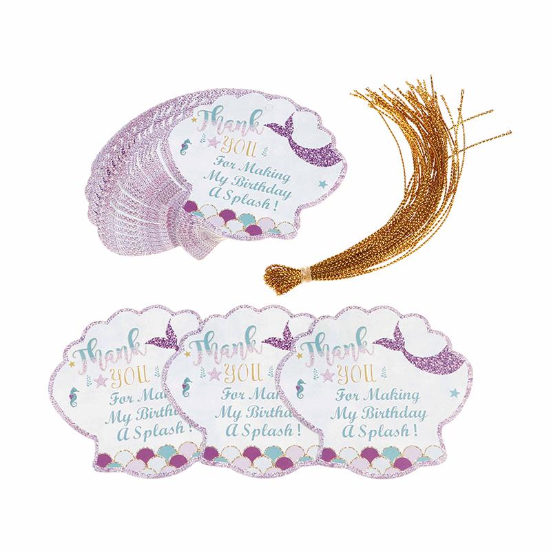 24 шт. Бирки «Спасибо», Бирки в виде ракушек русалки со шпагатом, Упаковочные этикетки для подарочных коробок