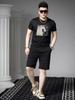 European Style 2025 Summer New Men's Round Neck Trendy Brand Printed Rhinestone Short-Sleeve T-Shirt Casual Half-Sleeve Top