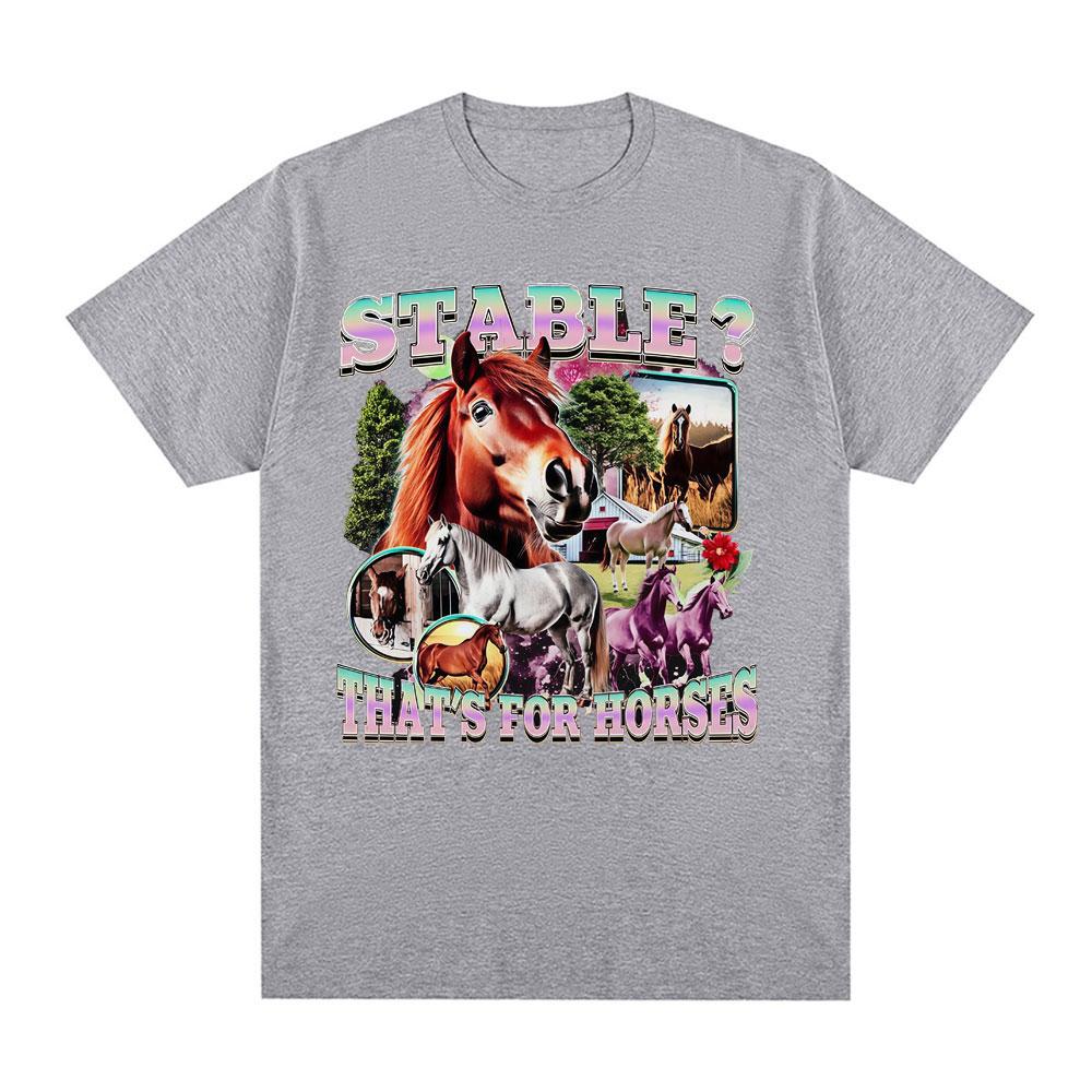 2026 New Funny horses Meme 100cotton Unisexs shirt Vintage ONeck Short Sleeve Harajuku Womens summer fashion oversized Tshirt