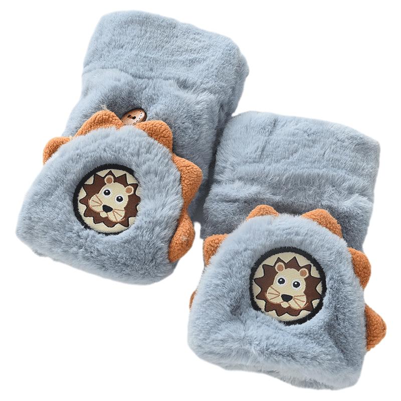 Children's Plush Gloves with Flip Cover