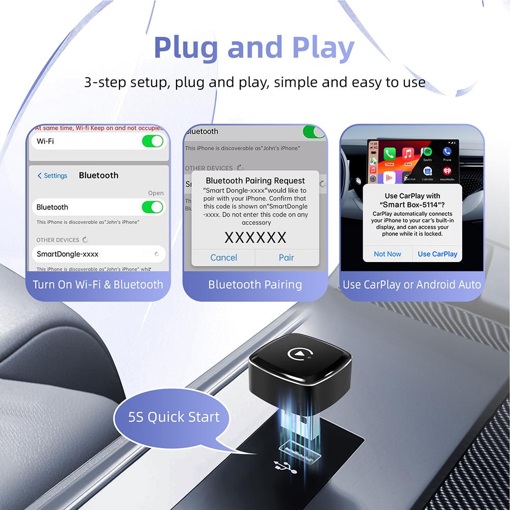 LEXXSON New Wireless Android Auto Adapter Smart Mini Box Plug And Play Universal For VW Toyota Nissan Honda Ford Benz 2025