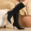 Autumn and Winter New LZD Supply High Heel Leopard Print Pointed Elegant High Women's Boots