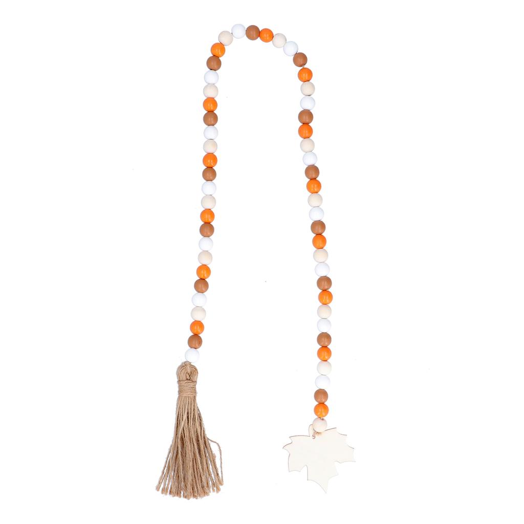Wood Bead Garland with Tassels Wooden Rustic Bead Ornament for Home Decoration and Festival Decorati