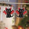 2D Flat Halloween Earrings Black Bat Cat Earrings Women's Cute Cartoon Halloween Acrylic Dangle Earrings Halloween Party Costume Jewelry Set