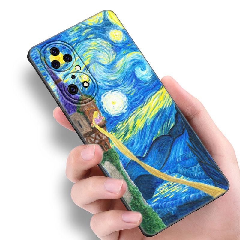 Звездная ночь Ван Гога Черный чехол для телефона для Huawei P10 P20 P30 P40 Lite P50 P60 Art P50E P Smart Z 2018 2020 2021 Pro 2019
