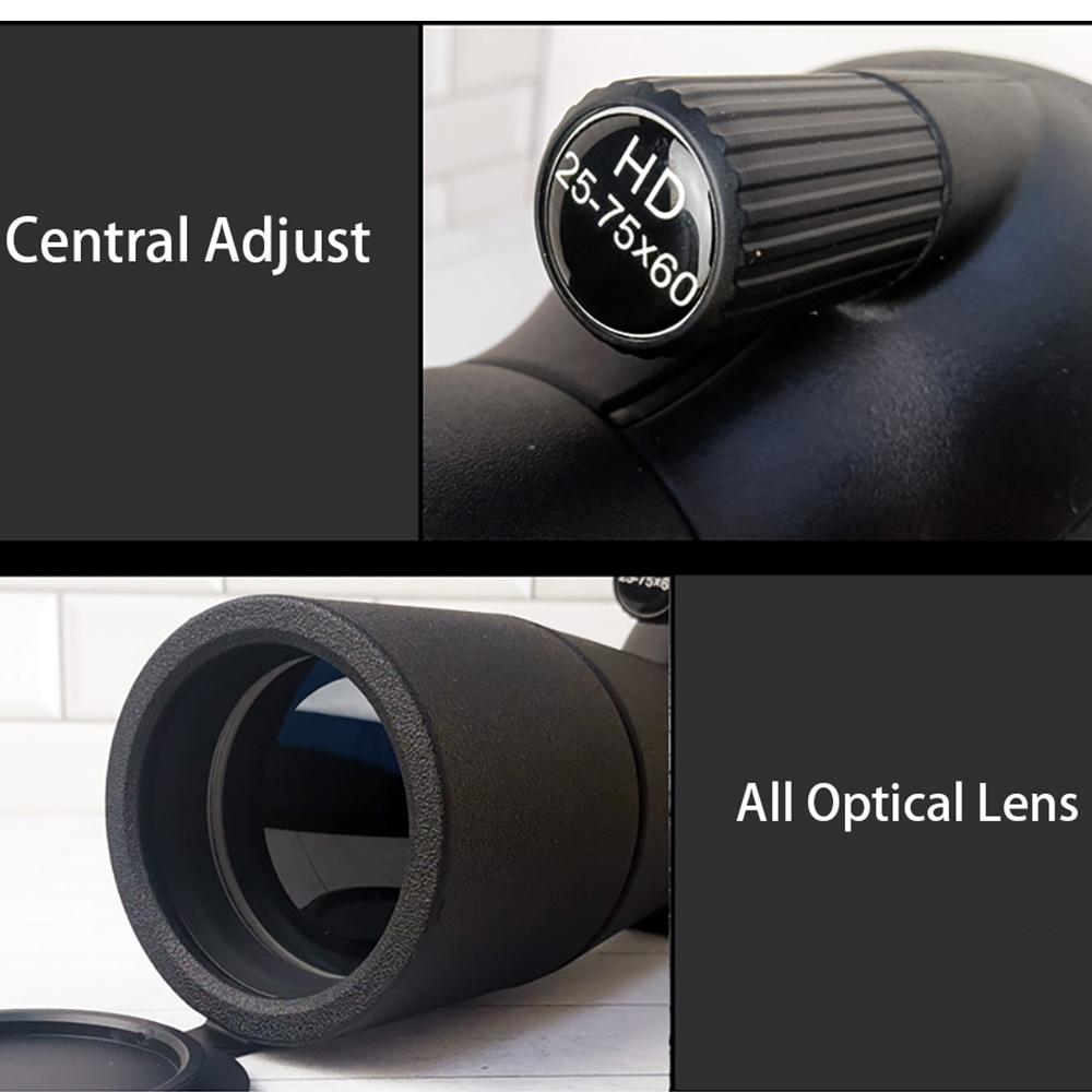 Портативный мощный 25-75x60 HD зум-телескоп, высококачественный монокуляр, профессиональный Bak4 Fmc для охоты, путешествий, наблюдения за птицами