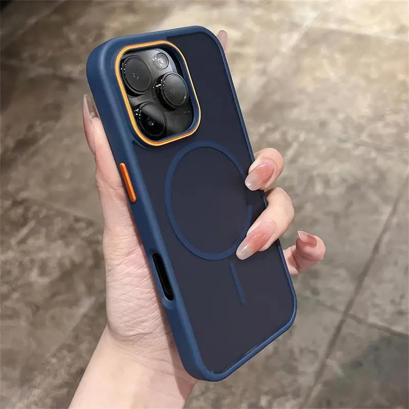 Роскошный Матовый Полупрозрачный Магнитный Чехол Для iPhone 17 16 Pro Max 15 14 13 Pro 12 Для Magsafe Беспроводной Зарядки Ударопрочный Чехол
