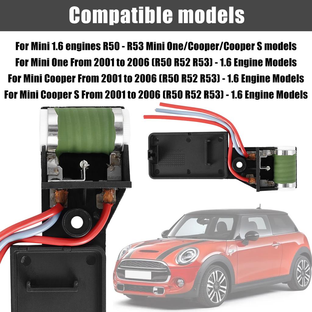 Резистор вентилятора двигателя совместим с Mini Cooper R50 R52 R53 2001 по 2006 прочный резистор вентилятора двигателя автомобиля 17117541092R