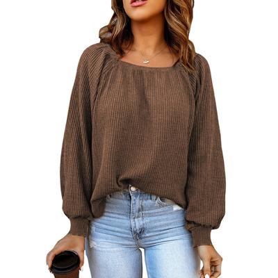 Женский плюс размер осень новый однотонный квадратный воротник свободный повседневный трикотажный топ