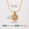 18K Zirconia Hollow Heart Pendant Necklace with Stainless Steel Chain for Women