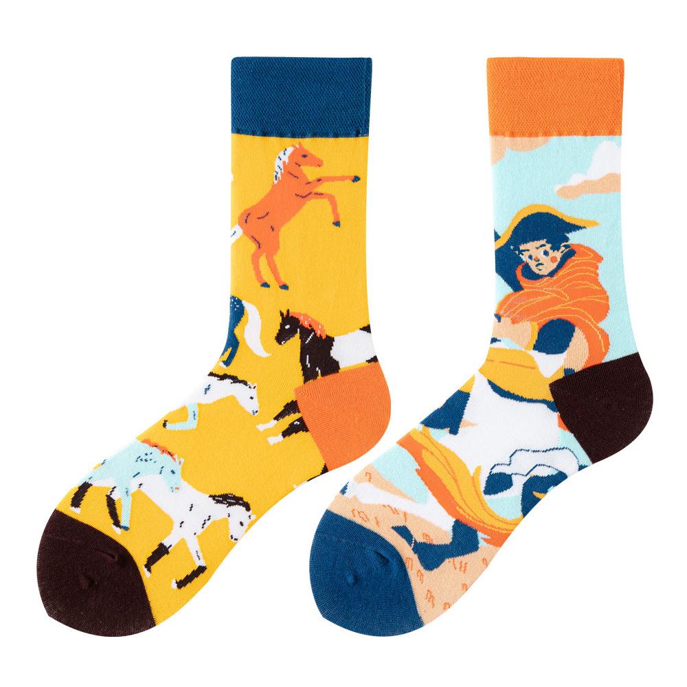 Asymmetric Colorful Christmas Cotton Socks for Couples