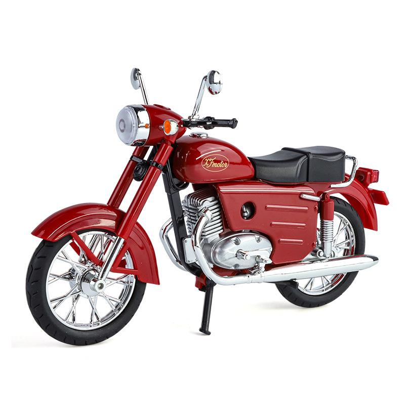 1/10 Jawa 250 Сплав Классическая Ретро Модель Мотоцикла Литье под Давлением Металл Дорожный Мотоцикл Модель Симуляция Звука и Света Детская Игрушка Подарок