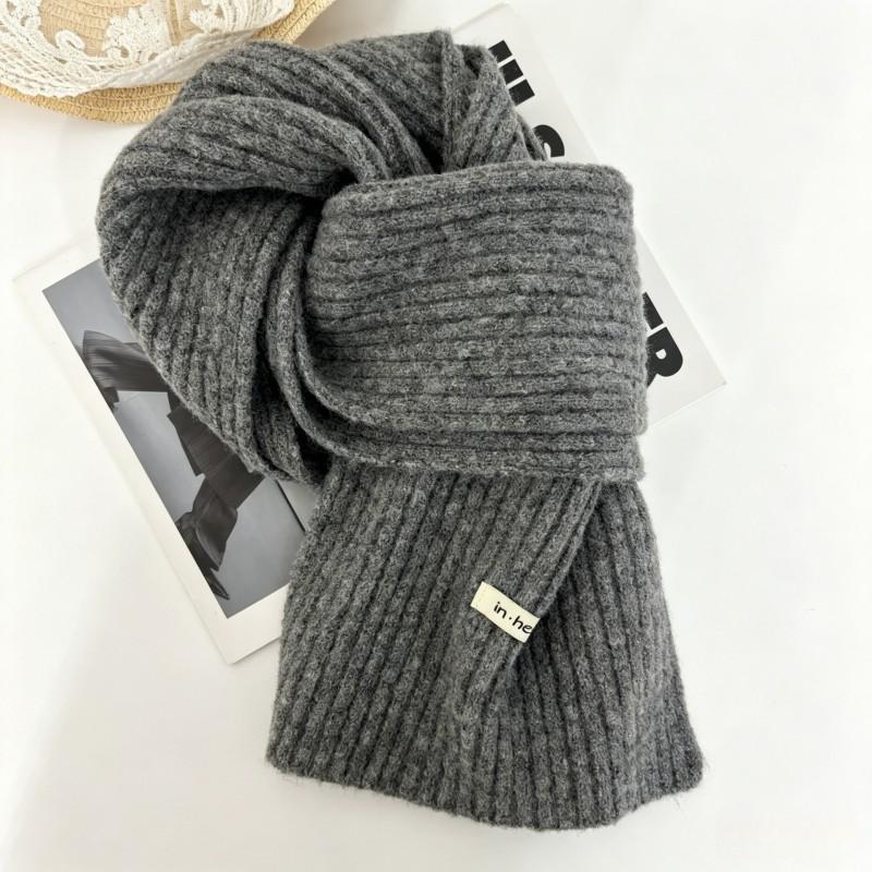 Soft Wool Blend Knit Scarf Women Winter Warm Cozy Lightweight Neutral Tone Korean Style Neck Wrap