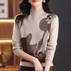 Navava Women Color Accent Half Polo Long Sleeve Knit Nk3541