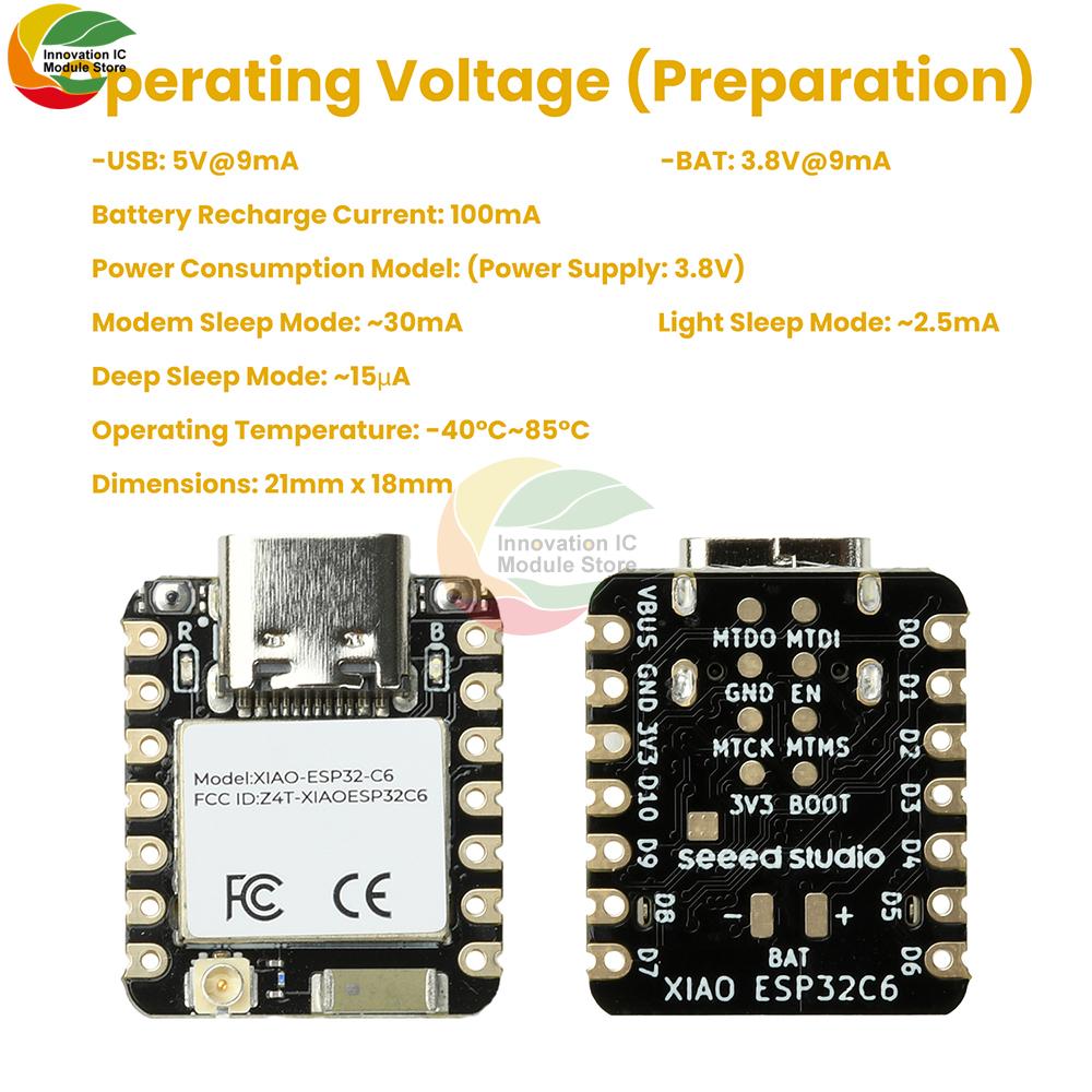 ESP32-C6 WiFi BT Плата разработки XIAO Seedstudio Подходит для Zigbee Умный дом IoT Интерфейс Type C