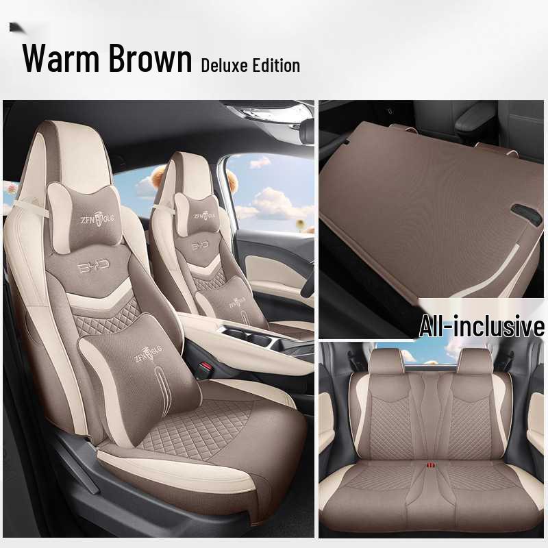 BYD Seagull Fabric Linen Cartoon Seat Cushion for Five-Seater Cars