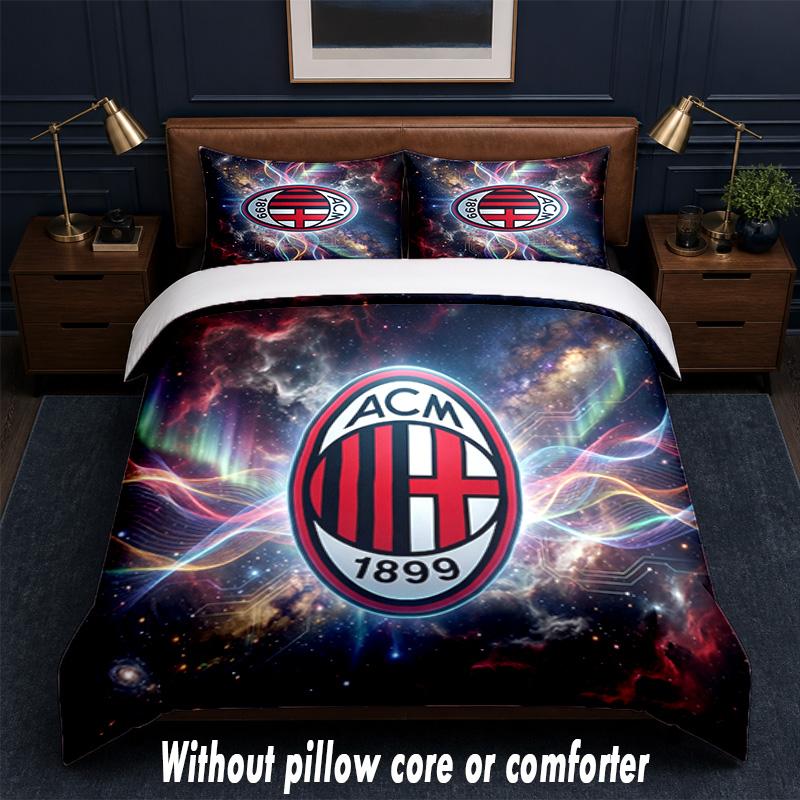 AC Milan Design Bed Bedding Set 1 Duvet Cover + 2 Pillowcases Soft Breathable Household Bed Linens
